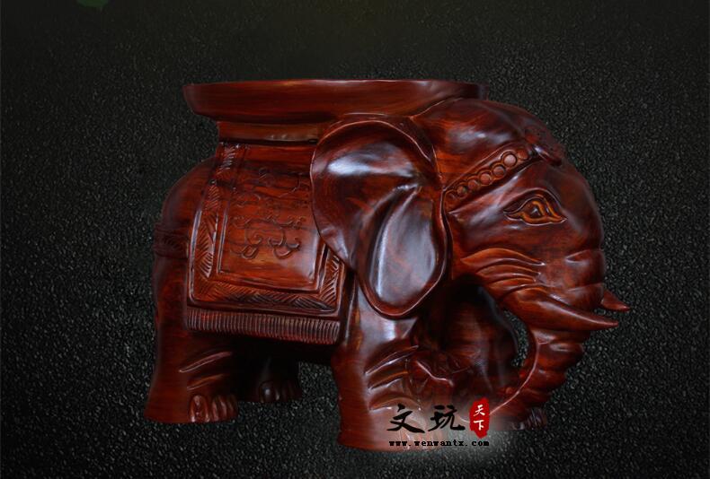 木雕摆件花梨木大象换鞋凳子定制加工木质创意工艺品-1