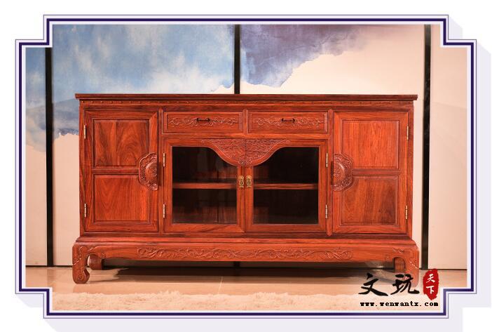 红木餐边柜刺猬紫檀储物柜中式仿古茶水柜红木家具-2