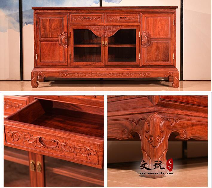 红木餐边柜刺猬紫檀储物柜中式仿古茶水柜红木家具-6