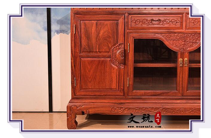 红木餐边柜刺猬紫檀储物柜中式仿古茶水柜红木家具-4