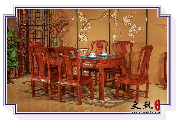 餐桌椅组合刺猬紫檀长方形餐桌国色天香餐桌-4