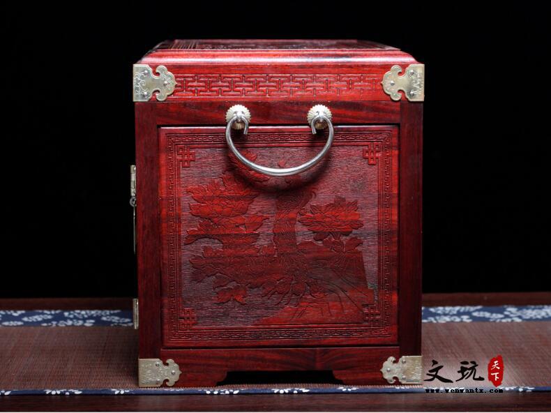 仿古百年好合首饰盒 实木中式珠宝首饰收纳盒 木质百宝箱-2