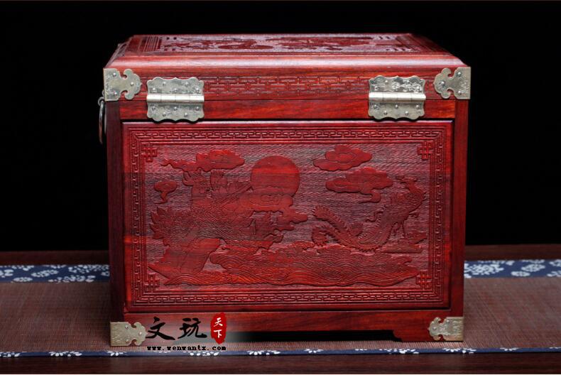 仿古百年好合首饰盒 实木中式珠宝首饰收纳盒 木质百宝箱-3