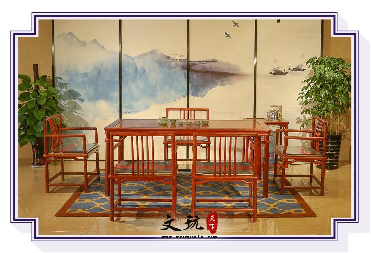 刺猬紫檀新中式红木茶台六件套-1