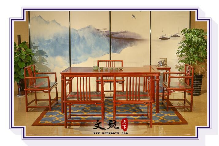 刺猬紫檀新中式红木茶台六件套-2