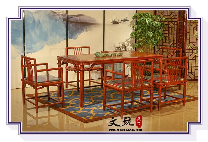 刺猬紫檀新中式红木茶台六件套-3