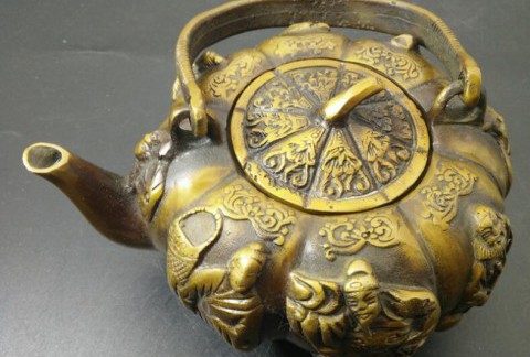 仿古铜器纯铜八仙水壶摆件酒壶茶壶装饰工艺礼品古玩收藏品