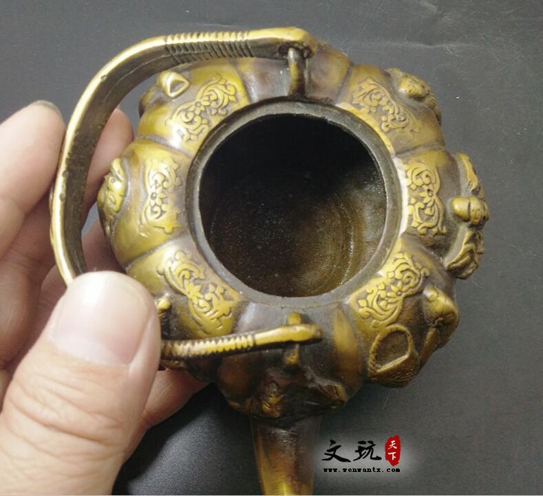 仿古铜器纯铜八仙水壶摆件酒壶茶壶装饰工艺礼品古玩收藏品-2