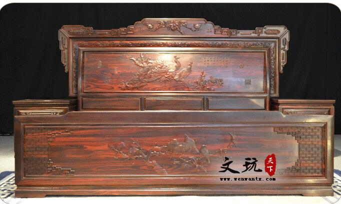 中式红木床印尼黑酸枝木古典红木家具阔叶黄檀1.8米床卧室双人床-4
