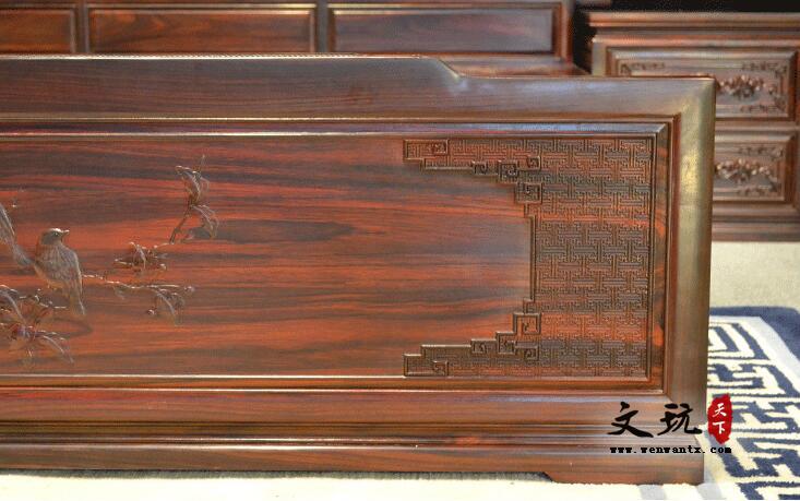 中式红木床印尼黑酸枝木古典红木家具阔叶黄檀1.8米床卧室双人床-5