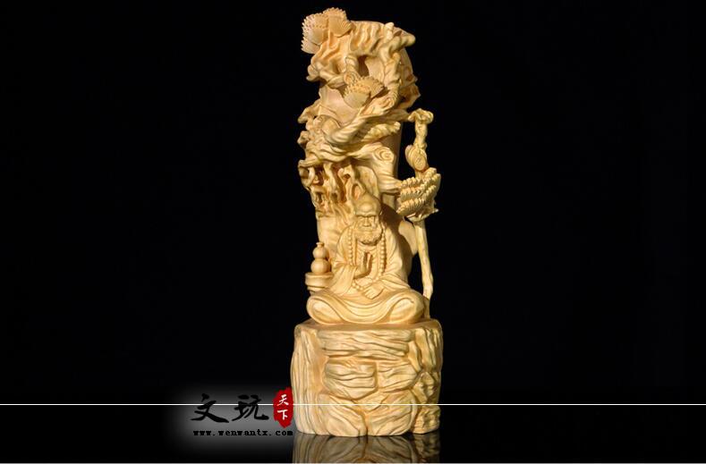黄杨木达摩祖师木雕摆件 木质工艺品家居客厅装饰品-1