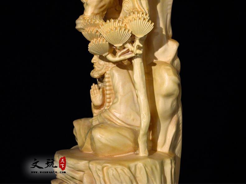 黄杨木达摩祖师木雕摆件 木质工艺品家居客厅装饰品-6