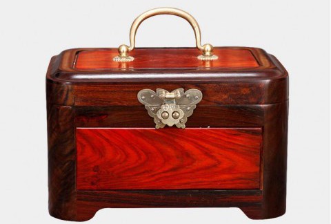 红酸枝中式复古首饰收纳盒 带锁实木质梳妆盒婚庆首饰盒