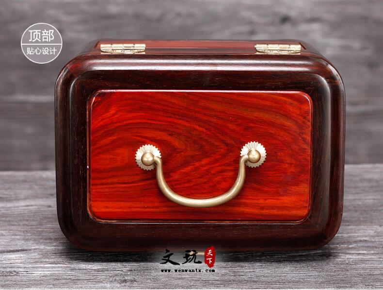 红酸枝中式复古首饰收纳盒 带锁实木质梳妆盒婚庆首饰盒-5