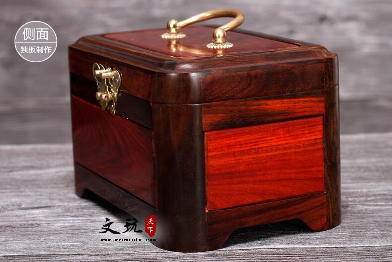 红酸枝中式复古首饰收纳盒 带锁实木质梳妆盒婚庆首饰盒-4