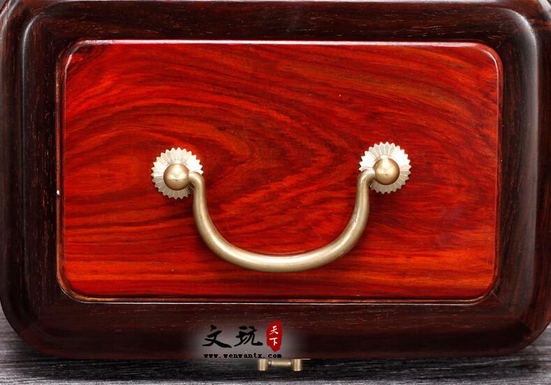红酸枝中式复古首饰收纳盒 带锁实木质梳妆盒婚庆首饰盒-10
