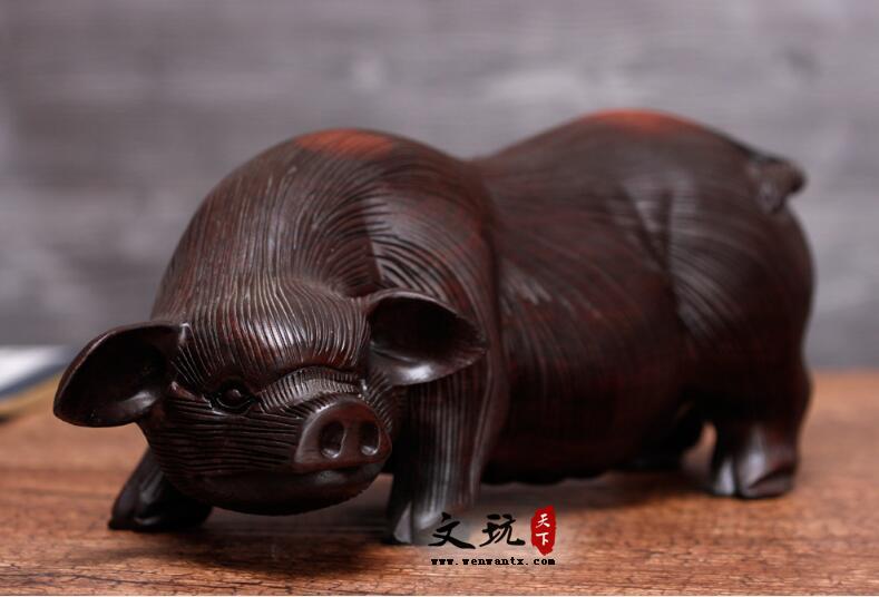 黑檀木雕十二生肖猪摆件 招财福猪摆件 木质母猪工艺礼品-1