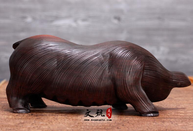 黑檀木雕十二生肖猪摆件 招财福猪摆件 木质母猪工艺礼品-2