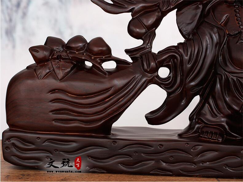 拉布袋佛木雕摆件黑檀木手工雕刻居装饰木质工艺品-8