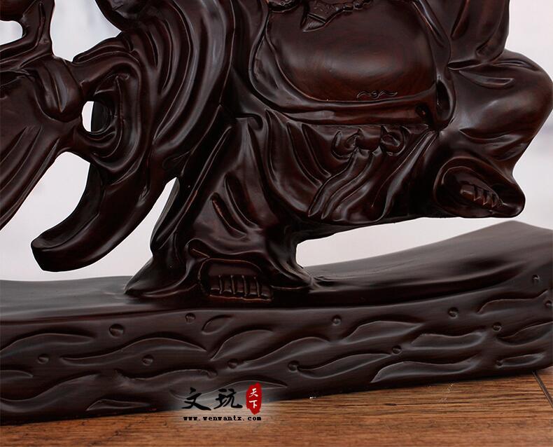 拉布袋佛木雕摆件黑檀木手工雕刻居装饰木质工艺品-7