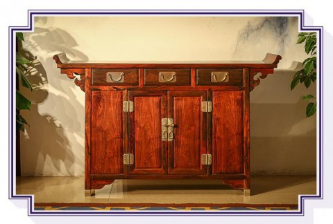 老挝大红酸枝客厅三联柜独板红木包公柜交趾黄檀中式红木家具