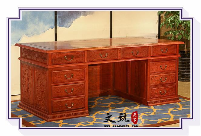 红木家具办公书桌刺猬紫檀中式红木财源大班台-2