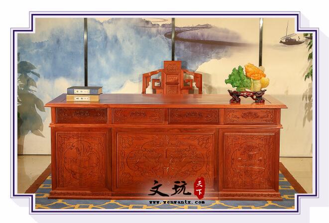 红木家具办公书桌刺猬紫檀中式红木财源大班台-1