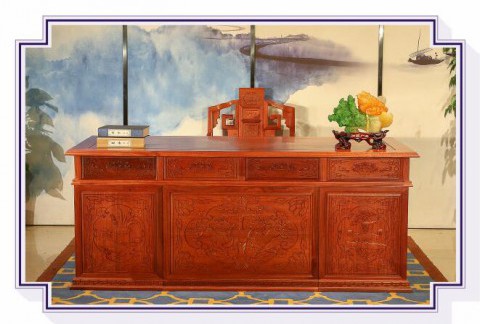 红木家具办公书桌刺猬紫檀中式红木财源大班台