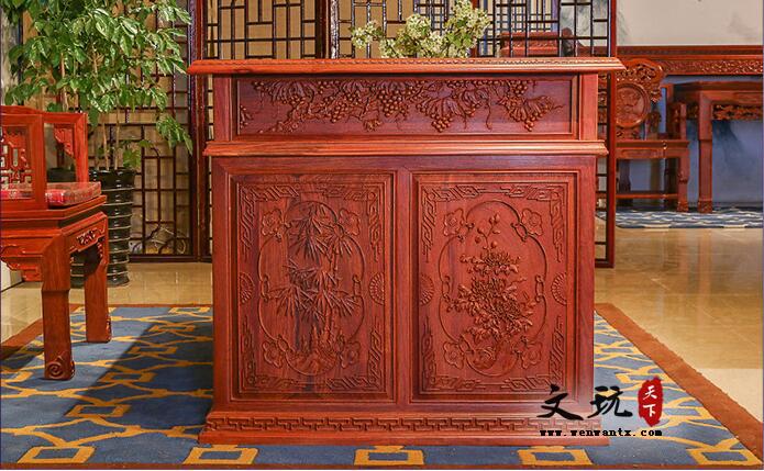 红木家具办公书桌刺猬紫檀中式红木财源大班台-8