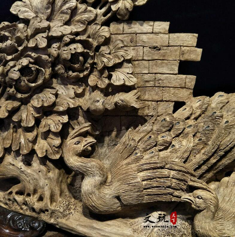木质工艺品手工木雕印尼沉香花鸟孤品-4