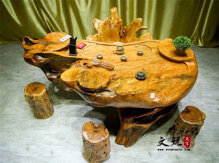 柳杉楠木茶桌茶海整体树根树头创意雕刻根雕茶几茶台原木实木-2