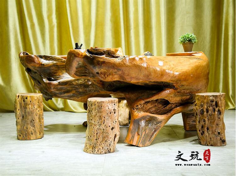 柳杉楠木茶桌茶海整体树根树头创意雕刻根雕茶几茶台原木实木-3