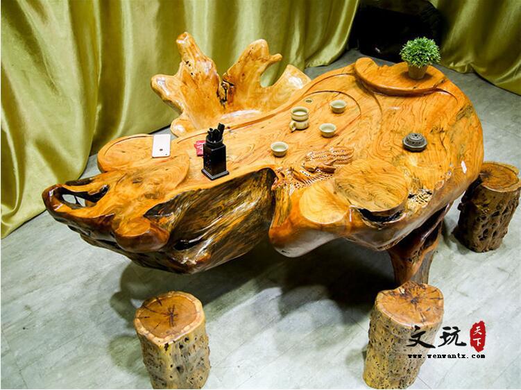 柳杉楠木茶桌茶海整体树根树头创意雕刻根雕茶几茶台原木实木-5