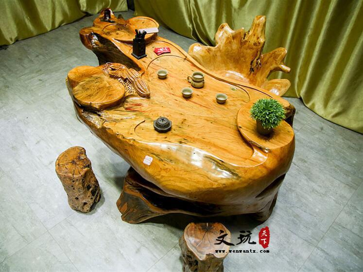 柳杉楠木茶桌茶海整体树根树头创意雕刻根雕茶几茶台原木实木-4