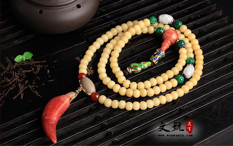 天然精品西藏老骆驼骨108颗苹果珠佛珠手链手串-1