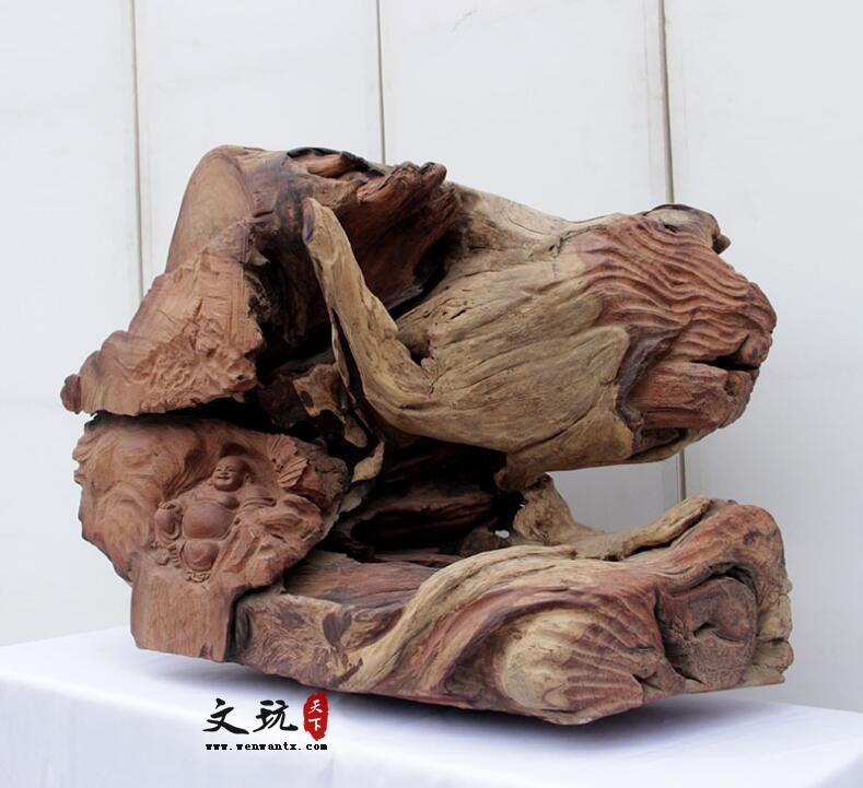 木质工艺品手工木雕《花枝弥勒佛》-1