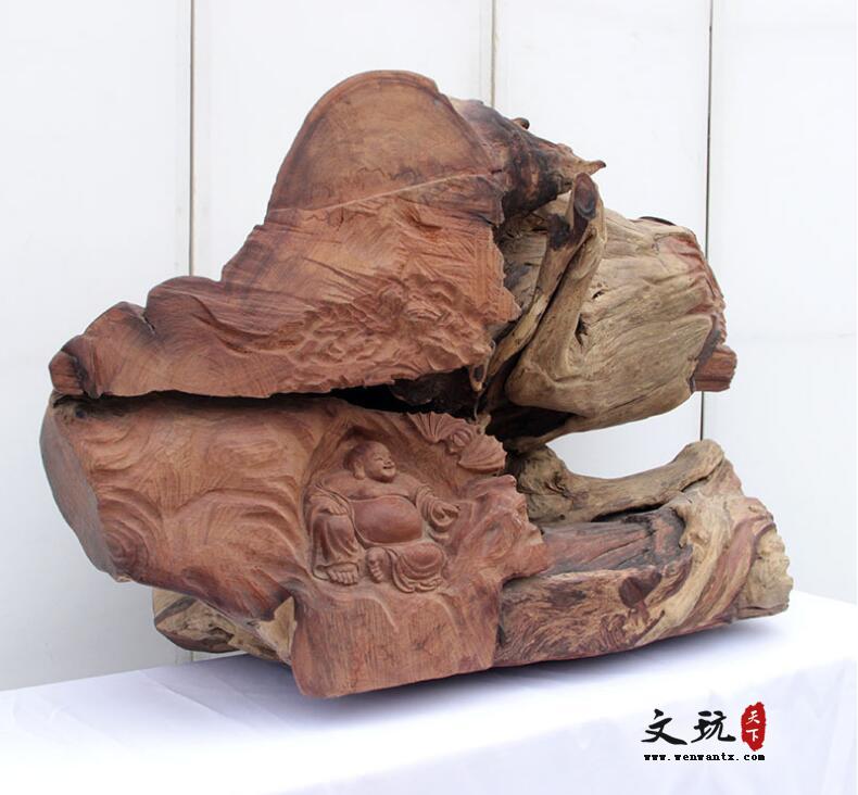 木质工艺品手工木雕《花枝弥勒佛》-2