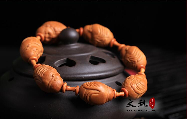 江苏名家雕刻橄榄核单圈佛珠手串 精雕一心向佛橄榄胡手链饰品-2