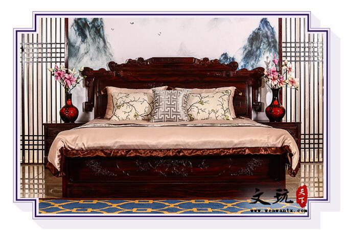 红木家具印尼黑酸枝卧室红木床1.8米双人大床婚床阔叶黄檀-2