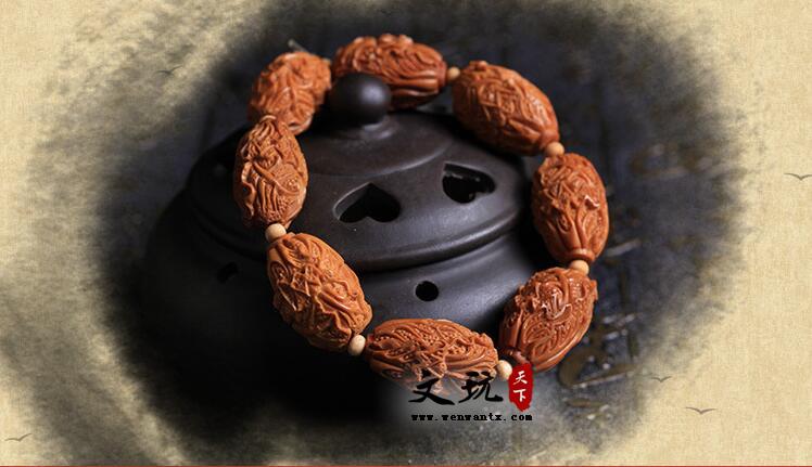 苏工雕刻橄榄核白菜（百财） 招财橄榄胡佛珠手串-2