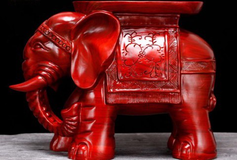 精品红花梨木雕大象摆件 家居门口换鞋大象凳子
