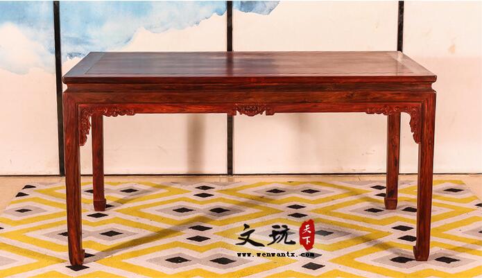 老挝大红酸枝餐厅家具交趾黄檀红木餐桌椅组合七件套-5