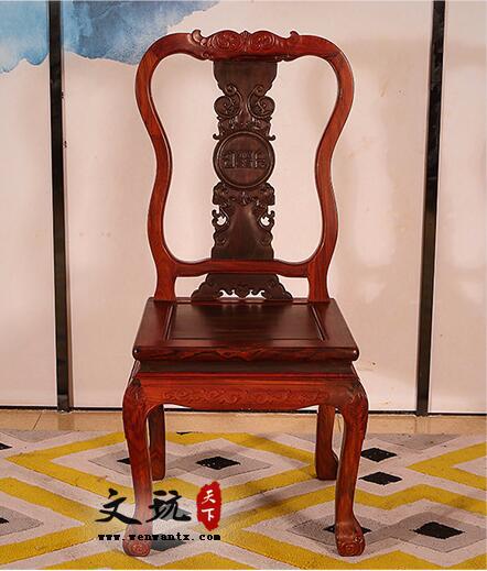 老挝大红酸枝餐厅家具交趾黄檀红木餐桌椅组合七件套-4