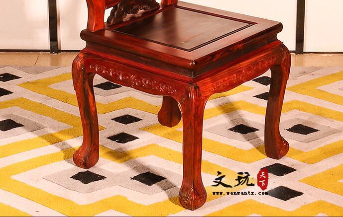 老挝大红酸枝餐厅家具交趾黄檀红木餐桌椅组合七件套-7