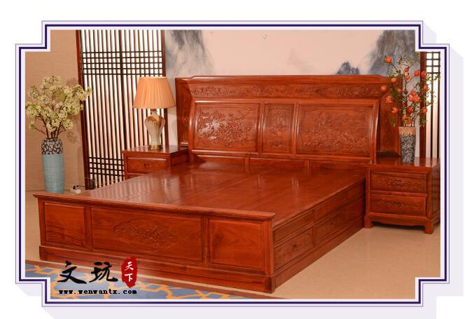 红木家具花梨木红木床辉煌床卧室家具中式仿古双人大婚床-2