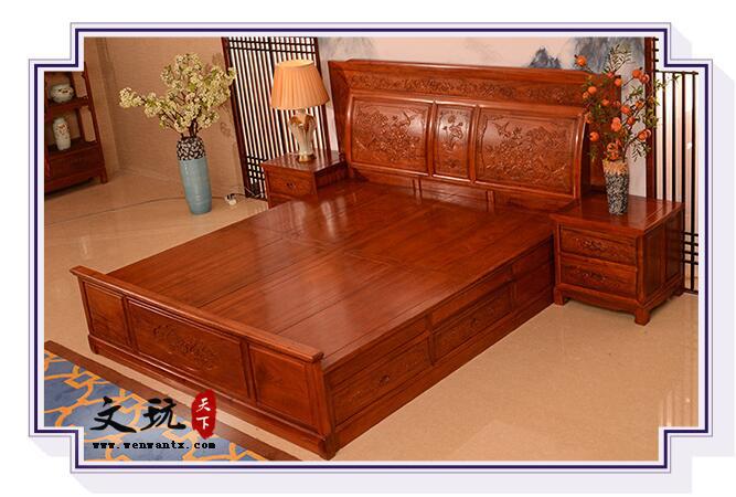 红木家具花梨木红木床辉煌床卧室家具中式仿古双人大婚床-3