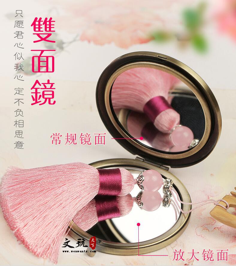 紫檀红木镜子双面镜 便携随身化妆镜-4