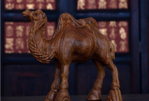 绿檀双峰骆驼木雕摆件工艺品木质动物风水摆件