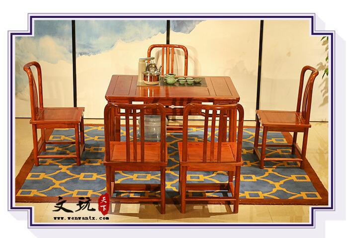 新中式茶桌刺猬紫檀花梨木四方小茶桌阳台小户型泡茶桌-3