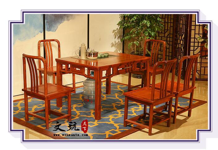 新中式茶桌刺猬紫檀花梨木四方小茶桌阳台小户型泡茶桌-5